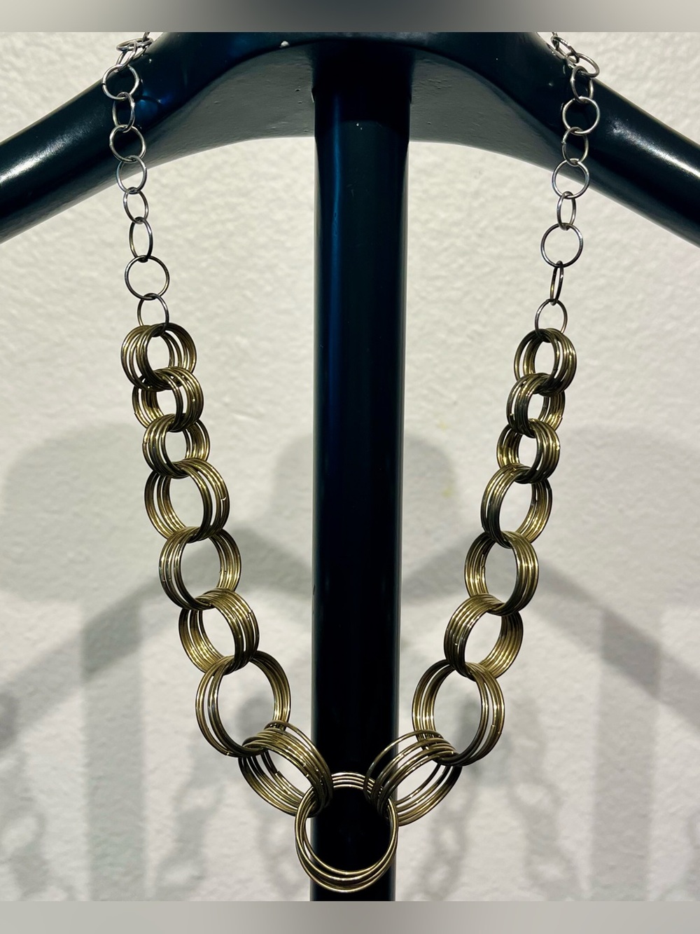 Vintage Gold Tone Multi-Ring Statement Necklace